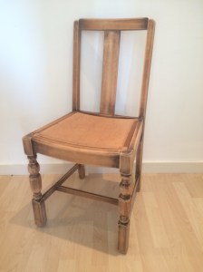 Removed old chair padding and old fabric. The whole chair with a sand over.